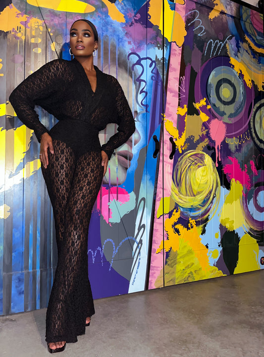 LACY FLARE JUMPSUIT -